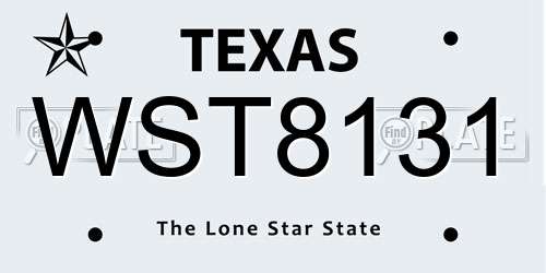 WST8131 Texas License Plate