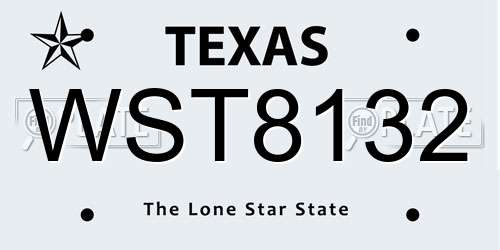 WST8132 Texas License Plate
