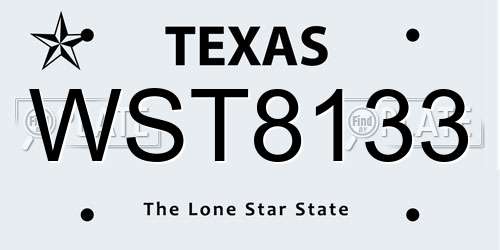 WST8133 Texas License Plate