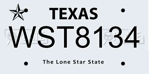 WST8134 Texas License Plate
