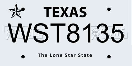 WST8135 Texas License Plate