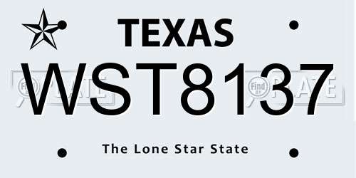 WST8137 Texas License Plate