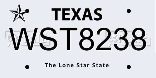 WST8238 Texas License Plate