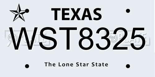 WST8325 Texas License Plate