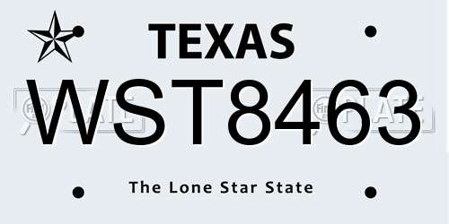 WST8463 Texas License Plate