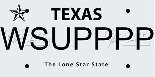 WSUPPPP Texas License Plate