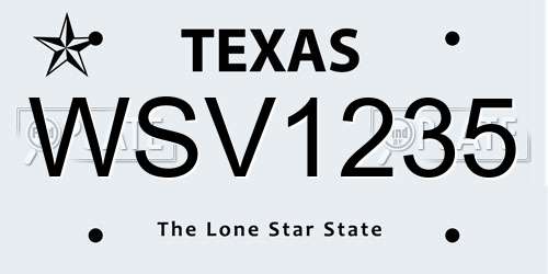 WSV1235 Texas License Plate