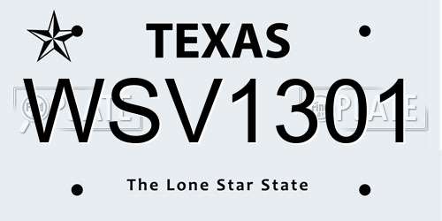 WSV1301 Texas License Plate