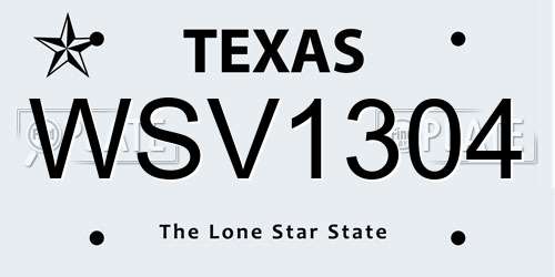 WSV1304 Texas License Plate