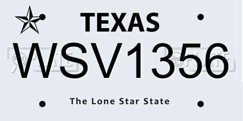 WSV1356 Texas License Plate