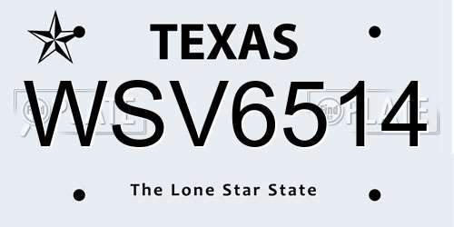 WSV6514 Texas License Plate
