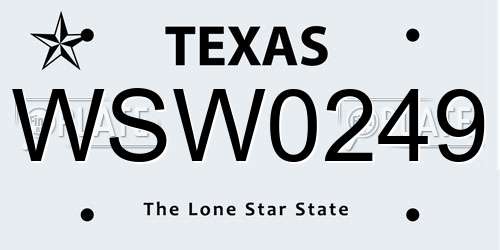 WSW0249 Texas License Plate