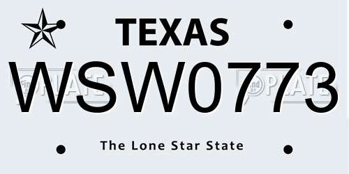 WSW0773 Texas License Plate