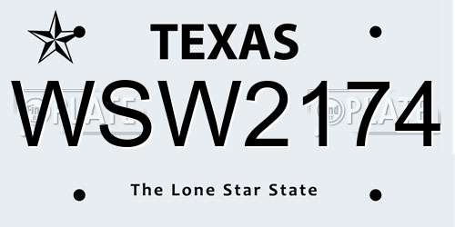 WSW2174 Texas License Plate