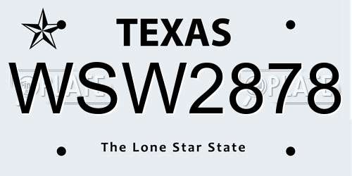 WSW2878 Texas License Plate
