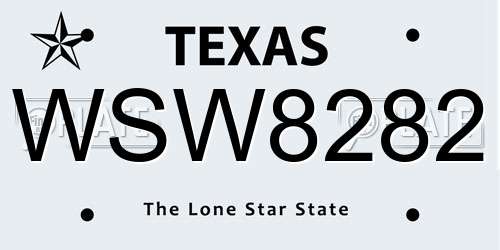 WSW8282 Texas License Plate