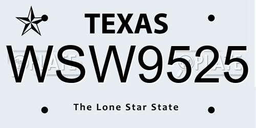 WSW9525 Texas License Plate