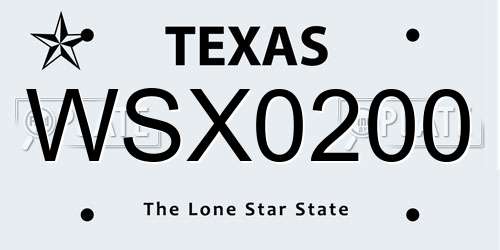 WSX0200 Texas License Plate