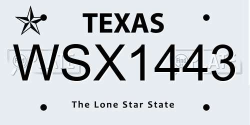 WSX1443 Texas License Plate