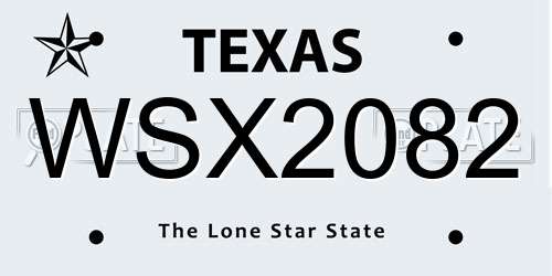 WSX2082 Texas License Plate