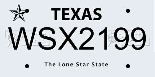 WSX2199 Texas License Plate