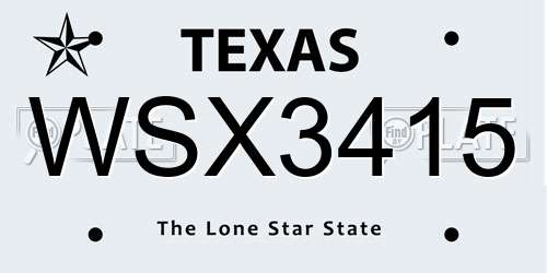 WSX3415 Texas License Plate