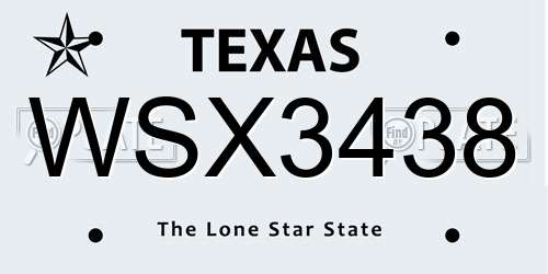 WSX3438 Texas License Plate