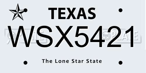 WSX5421 Texas License Plate