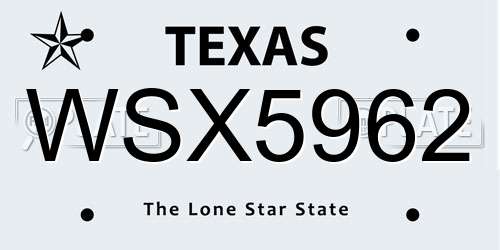 WSX5962 Texas License Plate