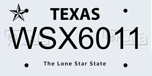 WSX6011 Texas License Plate