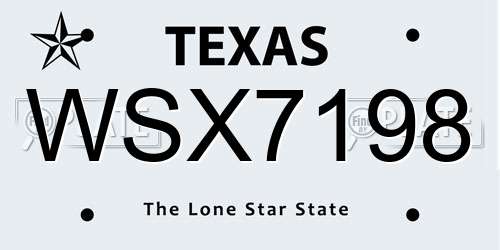 WSX7198 Texas License Plate