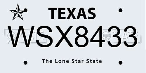 WSX8433 Texas License Plate