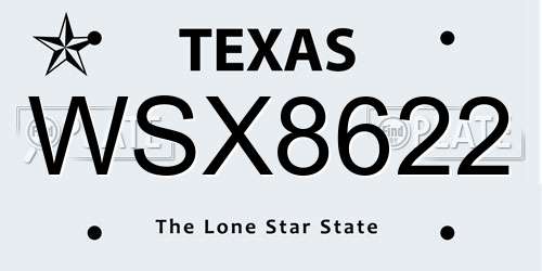 WSX8622 Texas License Plate