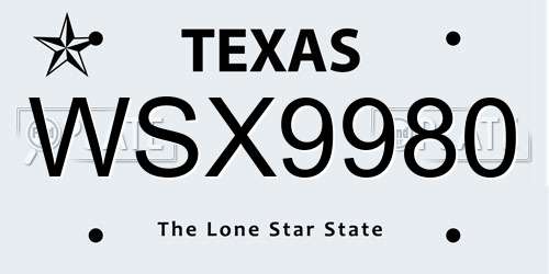 WSX9980 Texas License Plate
