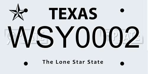 WSY0002 Texas License Plate