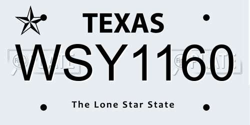WSY1160 Texas License Plate