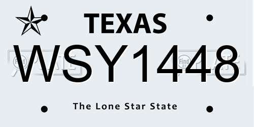 WSY1448 Texas License Plate