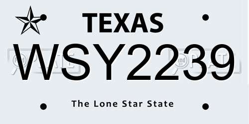 WSY2239 Texas License Plate