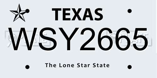 WSY2665 Texas License Plate