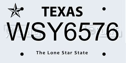 WSY6576 Texas License Plate