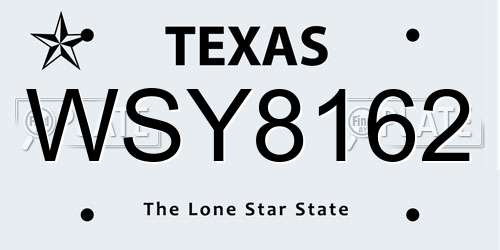WSY8162 Texas License Plate