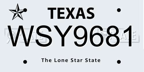 WSY9681 Texas License Plate