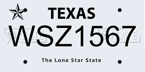 WSZ1567 Texas License Plate