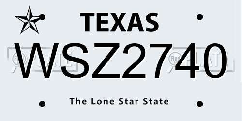 WSZ2740 Texas License Plate