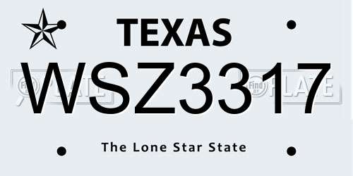 WSZ3317 Texas License Plate