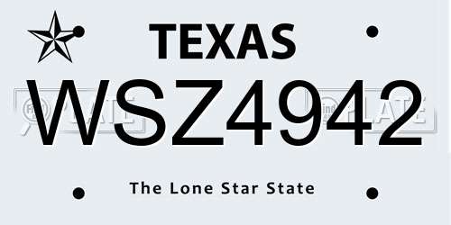 WSZ4942 Texas License Plate