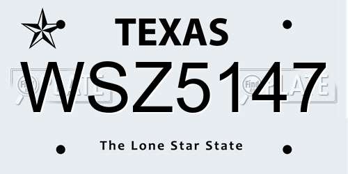 WSZ5147 Texas License Plate