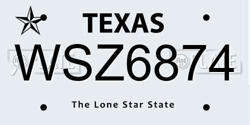 WSZ6874 Texas License Plate