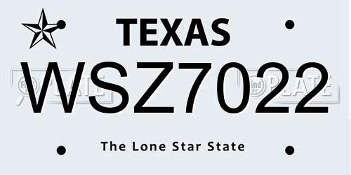WSZ7022 Texas License Plate