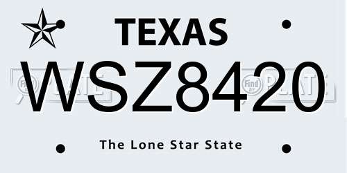 WSZ8420 Texas License Plate